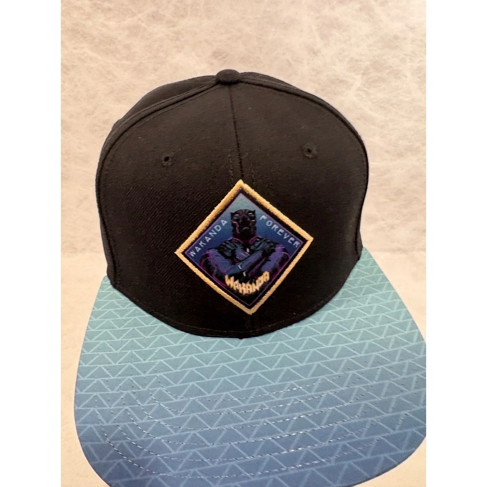 Marvel Black Panther Wakanda Forever Snapback Hat Bioworld Black Blue Purple OS